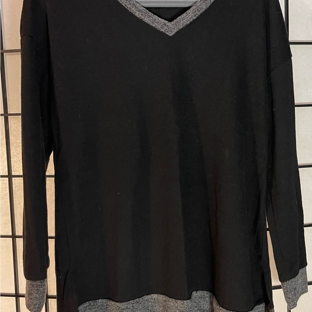 Black and Gray V-Neck Sweater